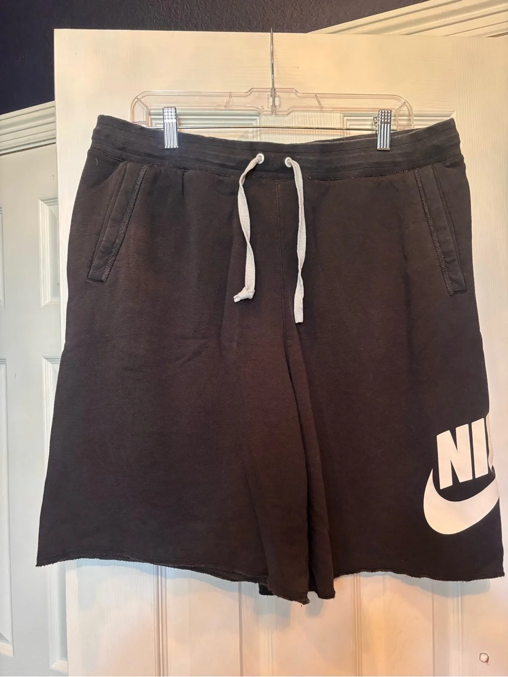 Nike Men’s Black Athletic Shorts with White Logo